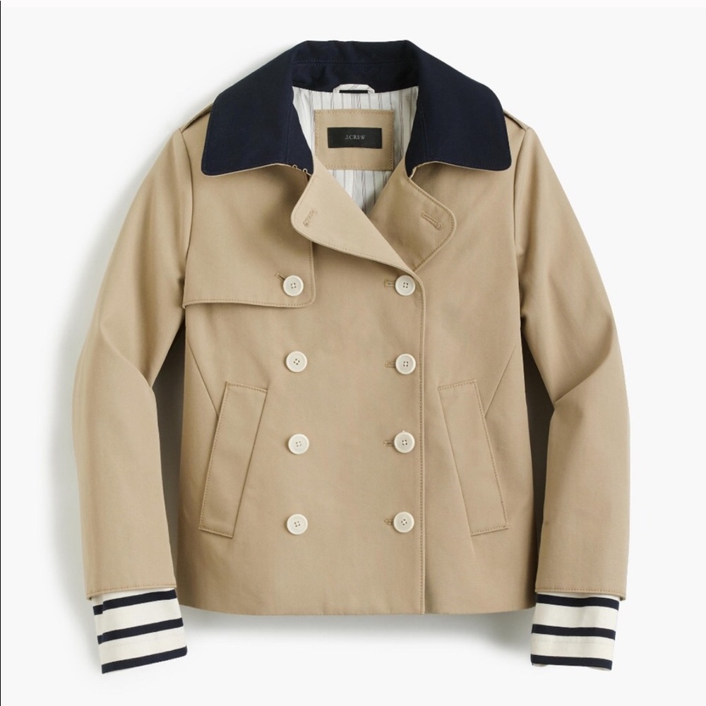 J Crew Cropped Trench Beige Coat 8